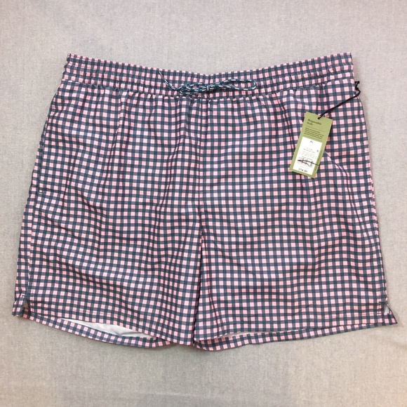 6" Pink Blue Gingham Swim Trunk M XL XXL - Picture 3 of 8